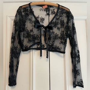 Reversible black lace bolero shrug
